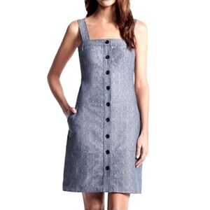 Derek Lam Chambray Button Down Sleeveless Dress with Pockets SZ 8